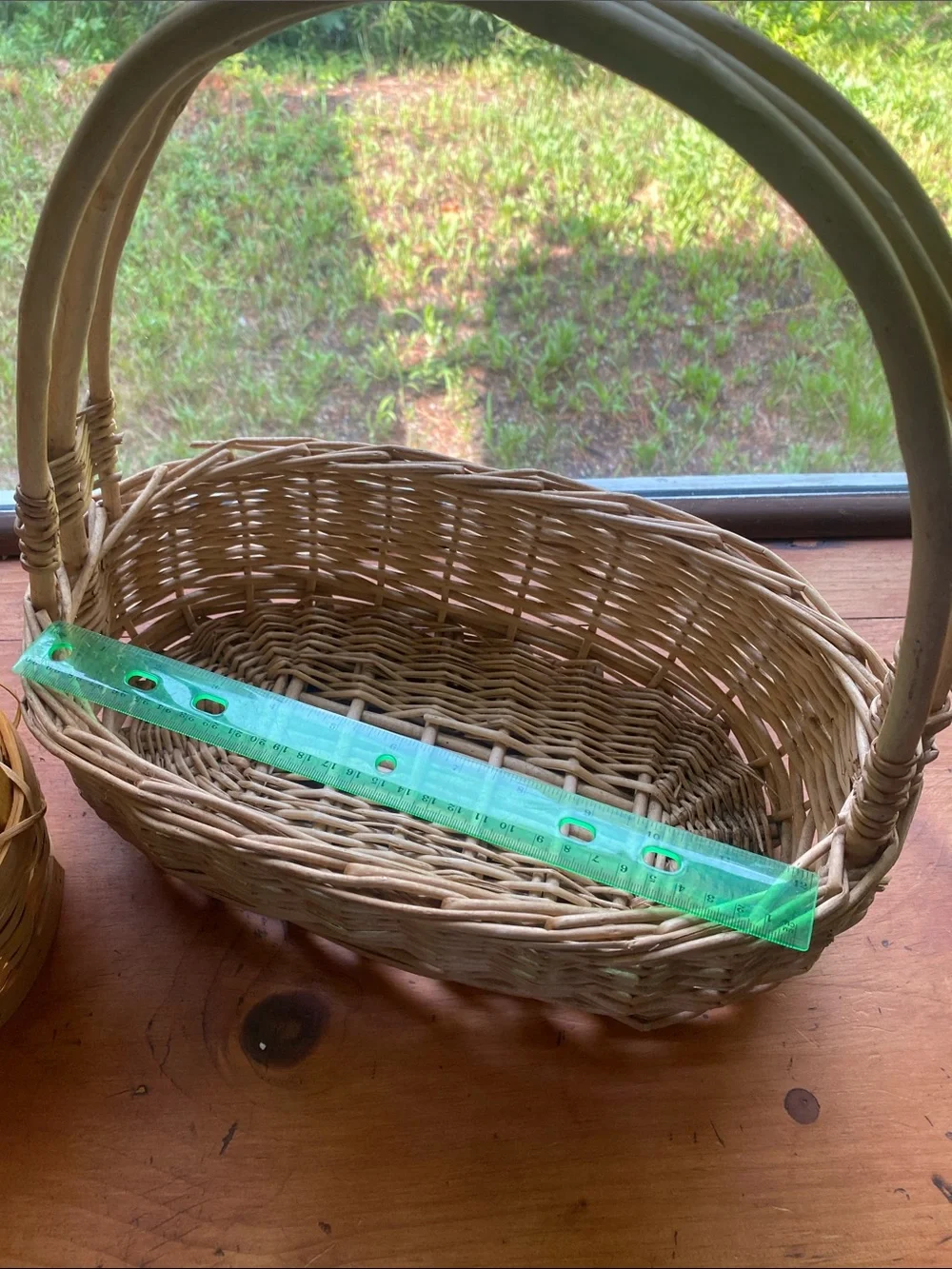 Woven Natural Rattan Basket with Handle - Natural Color